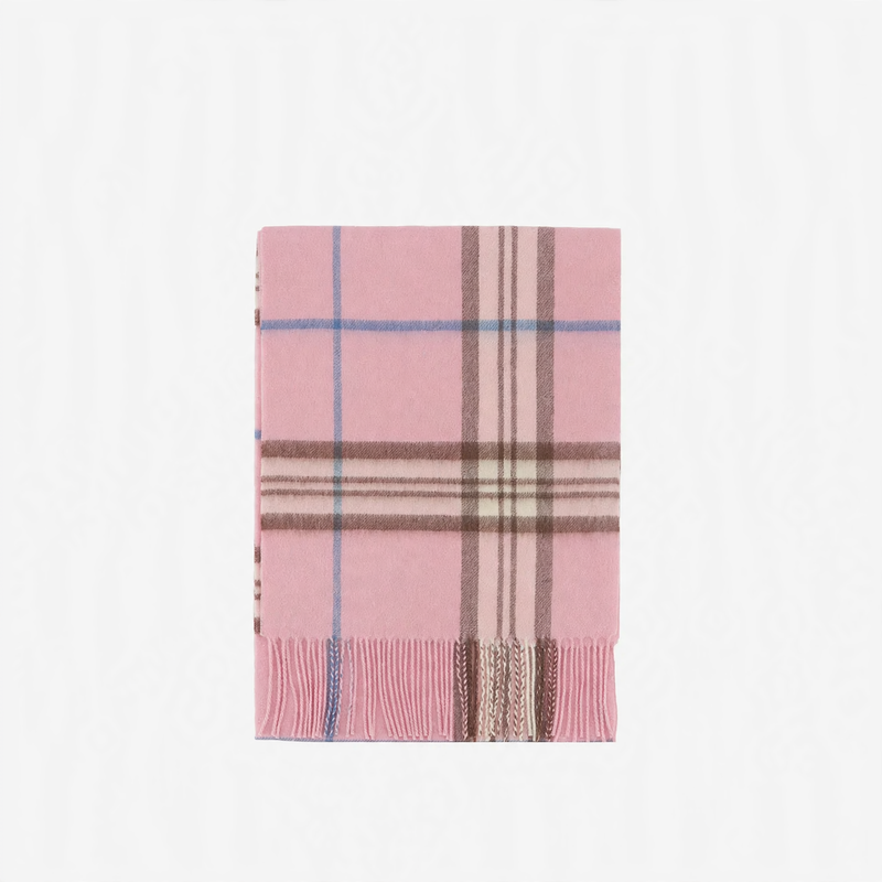 British wool scarf with fringes, checkered