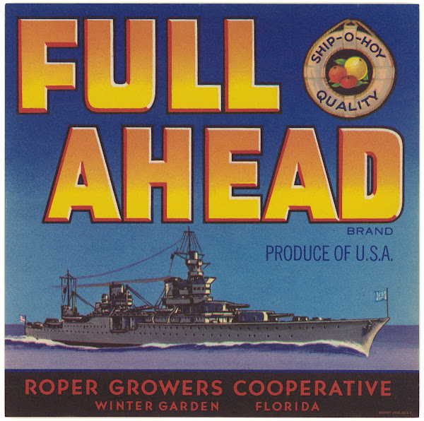 Full Ahead Brand Produce Label 1930 1950