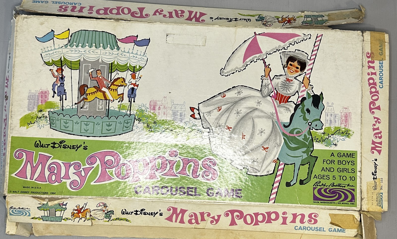 Japanese-market Disneyland ‘Otogi no Kuni’ (Fairyland) board game with Mickey Mouse and Donald Duck flying over Sleeping Beauty Castle, Peter Pan, and the Seven Dwarfs