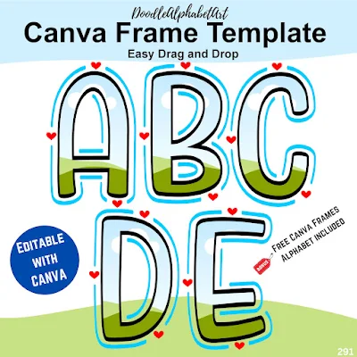Editable doodle Canva frame preview for Canva Frames Lines Hearts Doodle Font Le