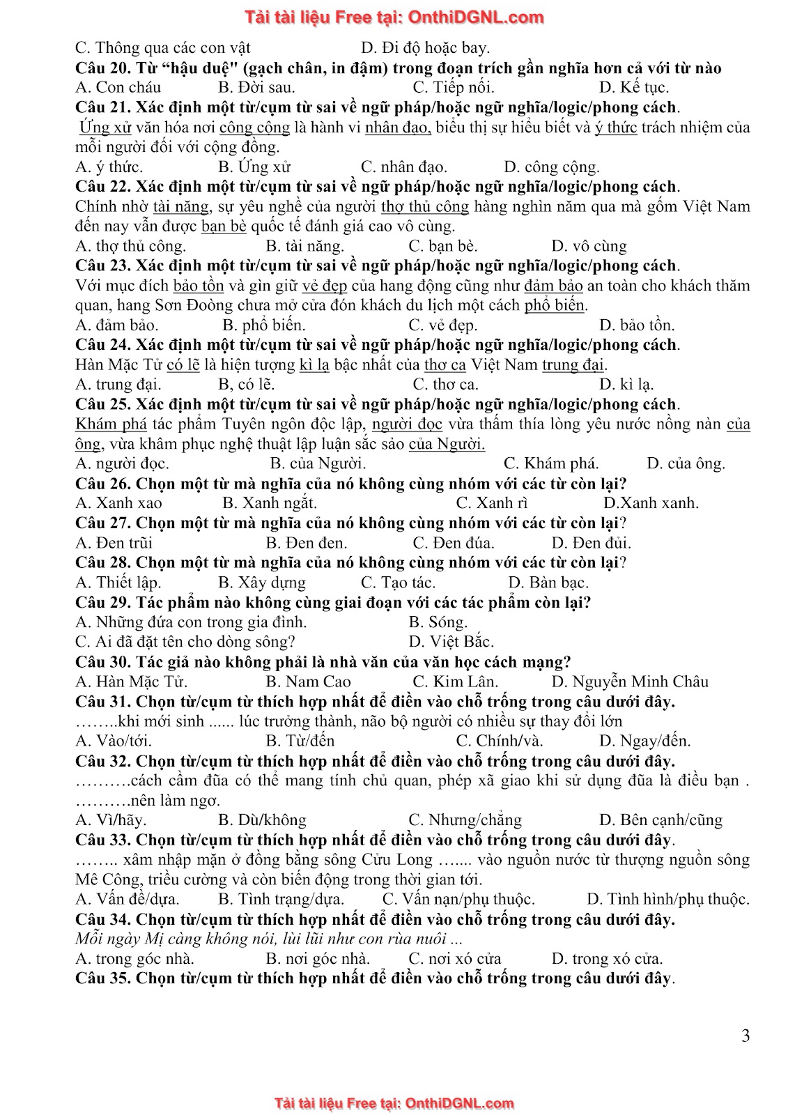 39 Đề ôn HSA - ĐỊnh tính