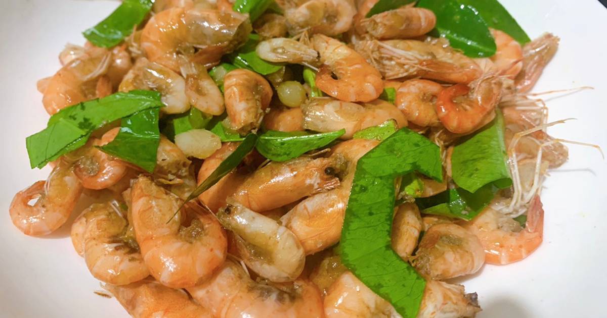 Tôm đồng rang lá chanh