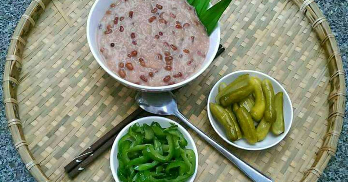 Cháo Đậu Đỏ Nước Cốt Dừa Ăn Kèm Dưa Muối