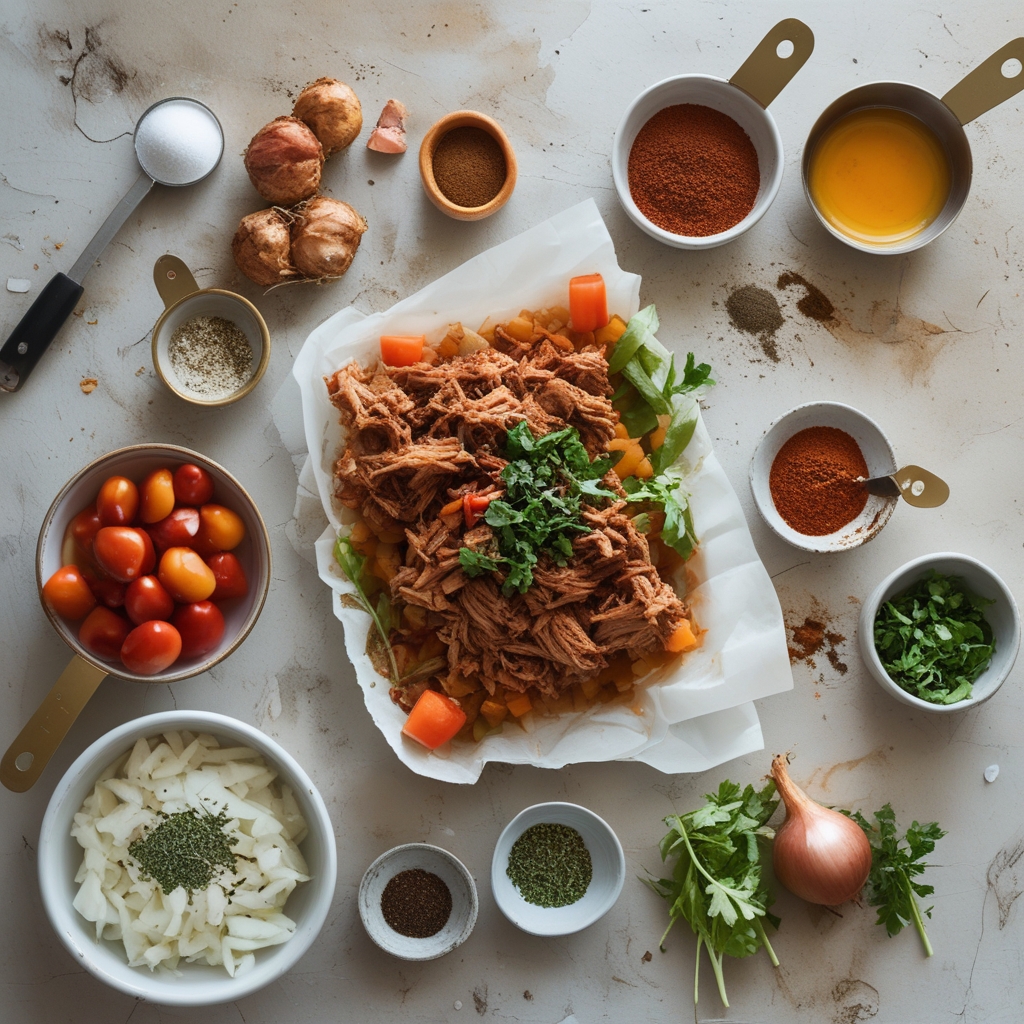 Ingredients for Juicy Pulled Pork Egg Rolls Recipe - Easy & Homemade Appetizer