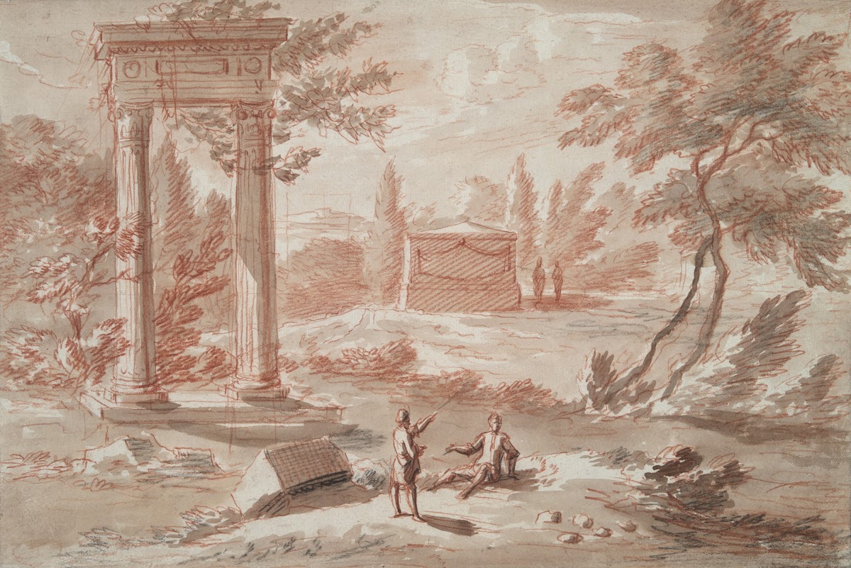 Landscape with tomb ruins andfigures
