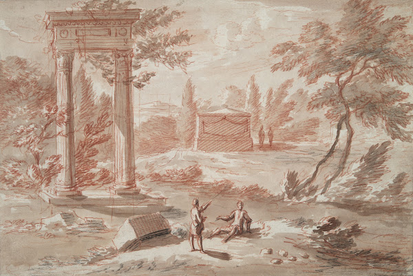 Landscape with tomb ruins andfigures