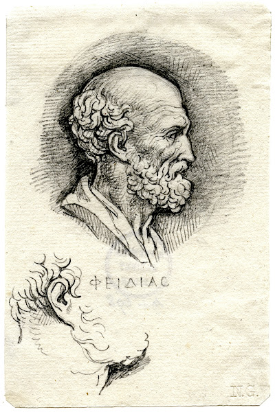 Head of Phidias in profile to the right