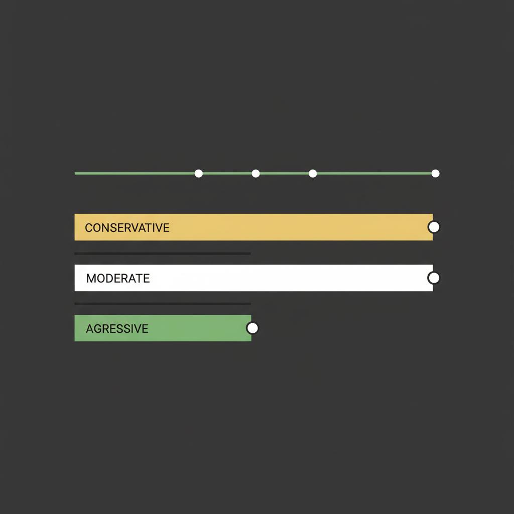 Minimalist 2D vector bar chart on dark background comparing years to reach one million across three return scenarios conservative moderate aggressive learn how to invest