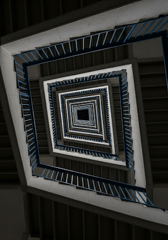 Looking Down Concrete Stairwell