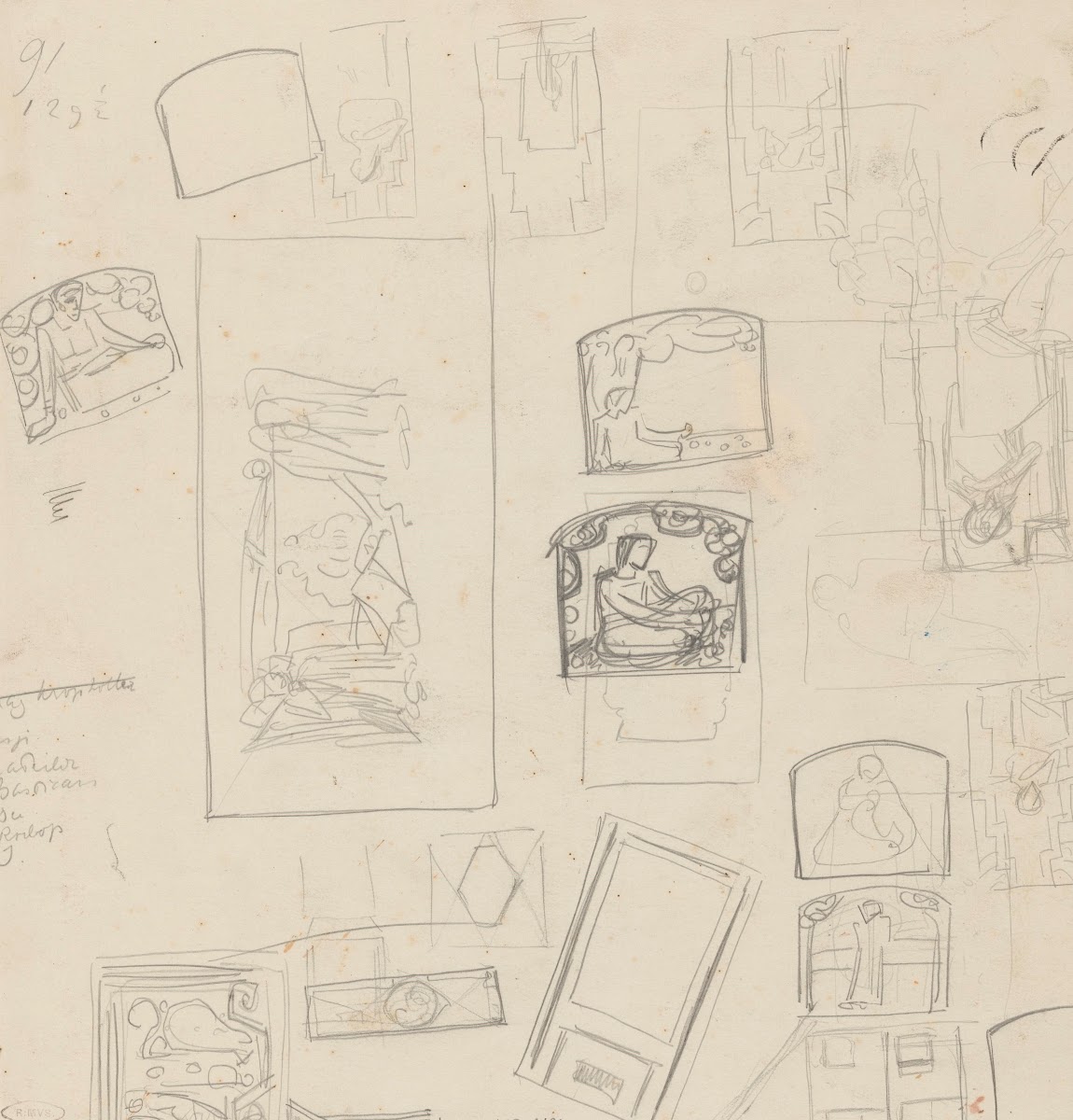 Schetsblad Met Compositie Studies 1878   1938