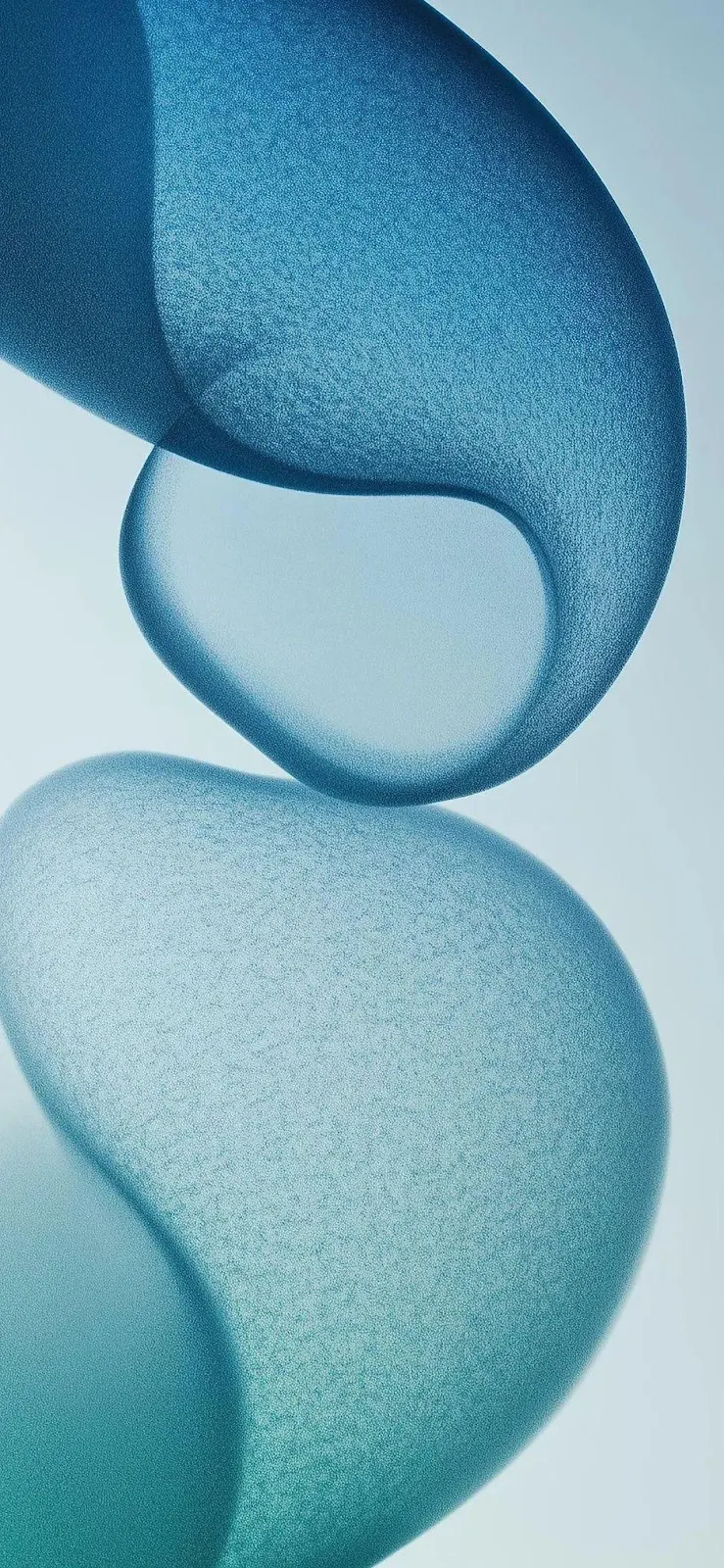 Frosted Blue Abstract Shapes - Minimalist Digital Art iPhone Wallpaper (945x2047)