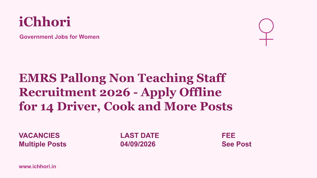 EMRS Pallong Non Teaching Staff Recruitment 2026 - Apply Offline for 14 Driver, Cook and More Posts - iChhori