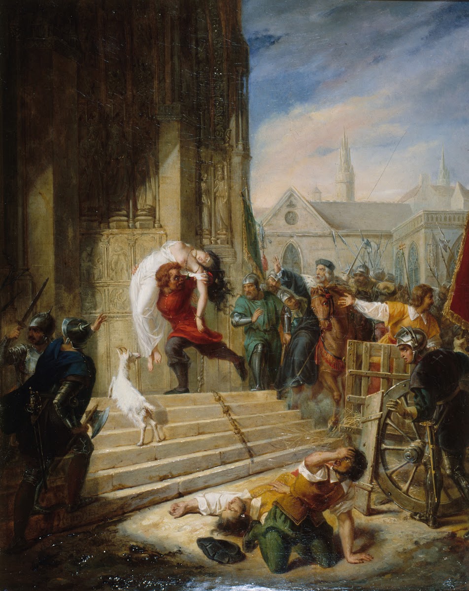 Quasimodo sauvant la Esmeralda des mains de ses bourreaux 1832