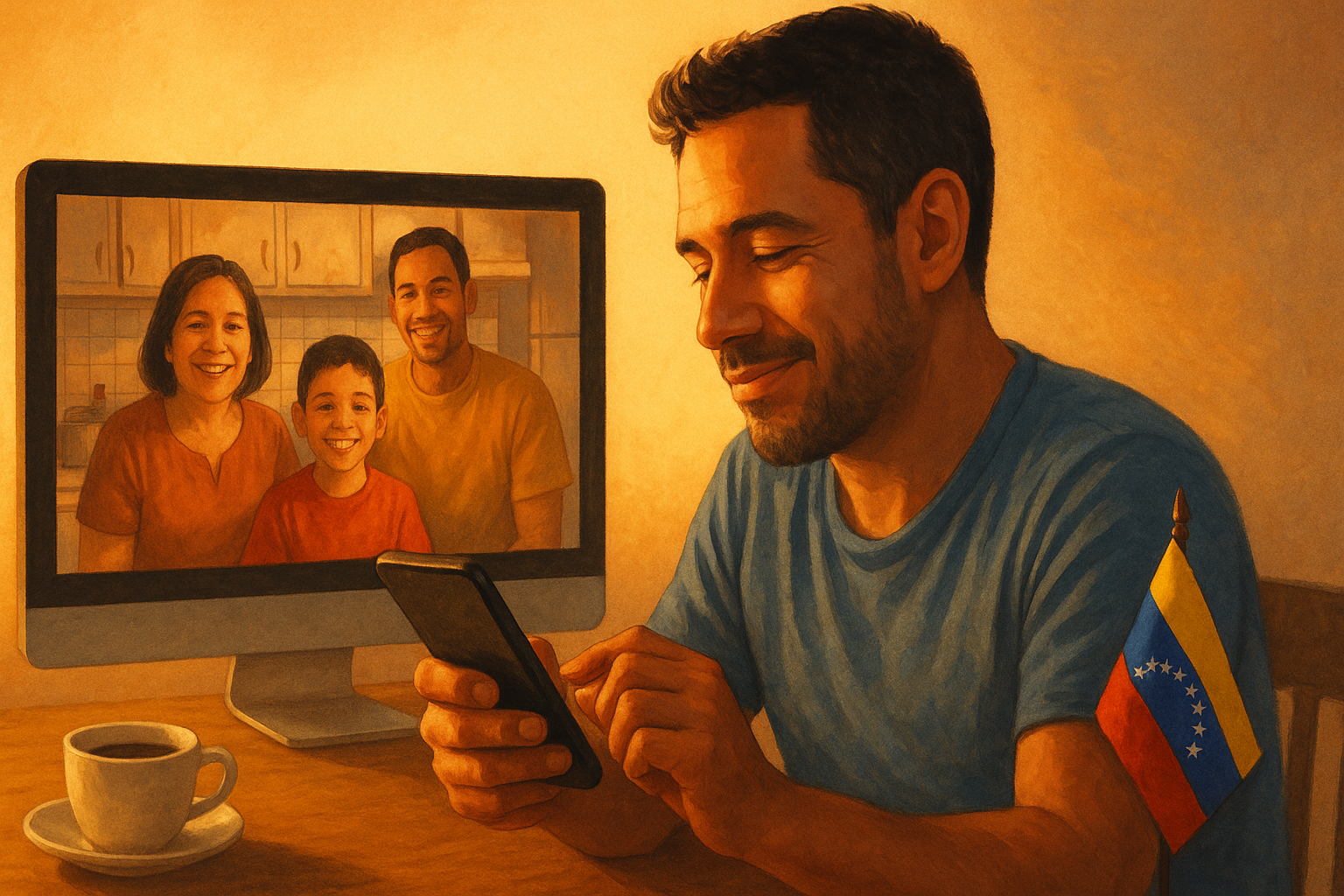 familia venezolana recibiendo remesa en el exterior con cambio efectivo