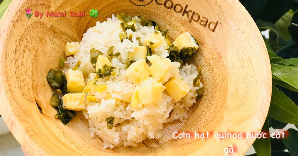 Cơm hạt quinoa nước cốt gà- cải xà lách son đậu hủ non