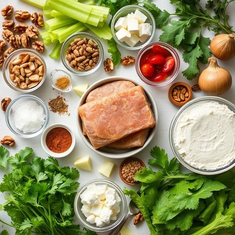 Ingredients for Refreshingly Crunchy Walnut Celery Salad with Feta Bliss - Easy Homemade Side