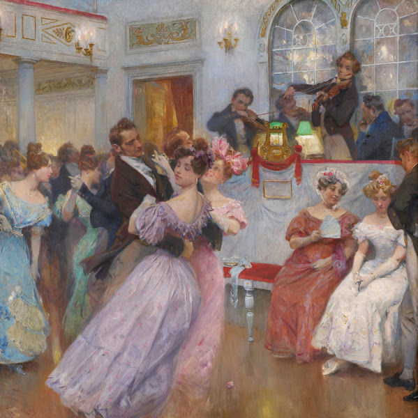 Lanner und Strauß mit Kapelle bei einem Ball 1906
