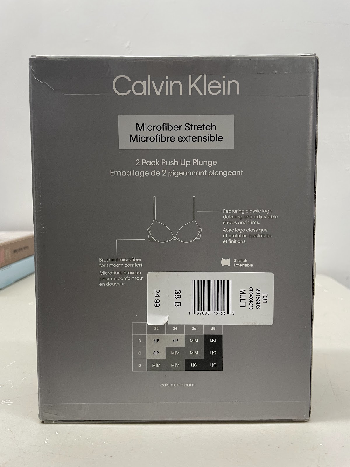 CK Bra 2pack Nude Black 38B #2057