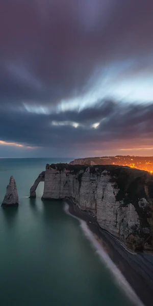 Étretat, Cliffs, Normandy, France 4K Wallpaper Background