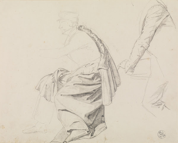 Zwei Figuren  und Gewandstudien 1827 1828