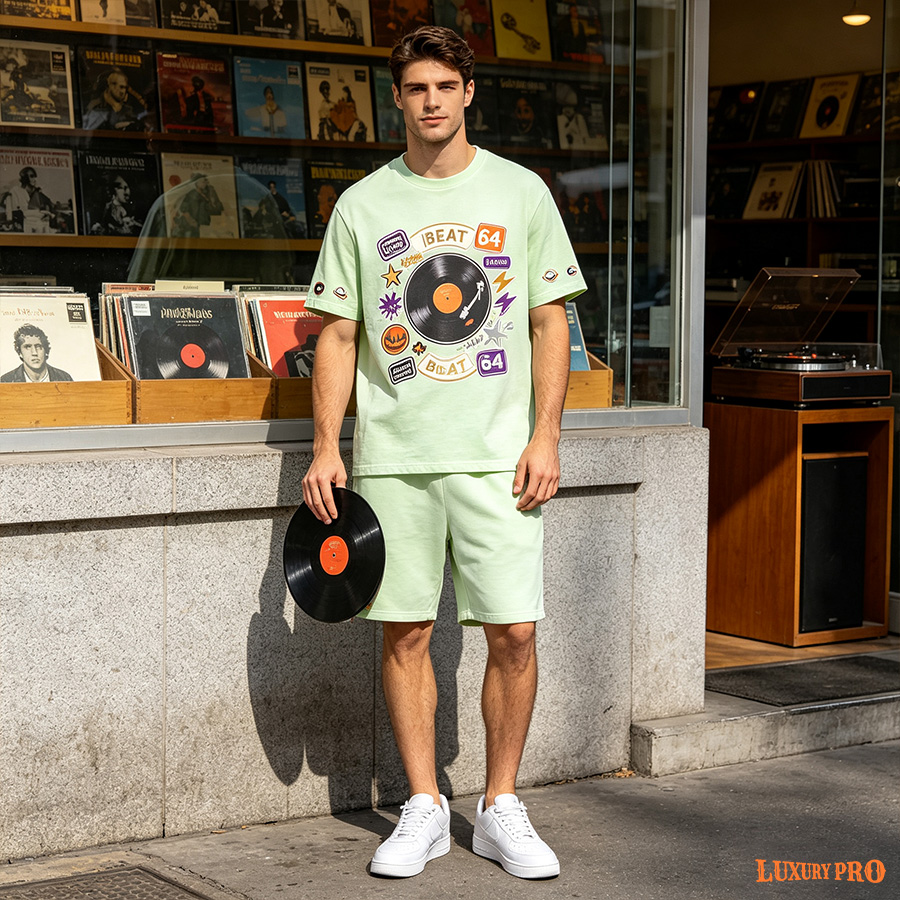 AOP Oversized Short‑Sleeve & Shorts Set‑300G Air Layer