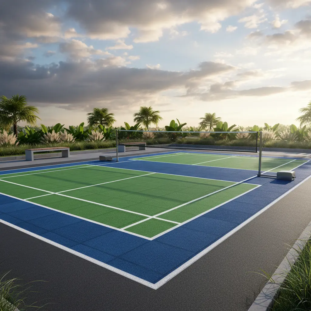 Lantai badminton outdoor tahan cuaca