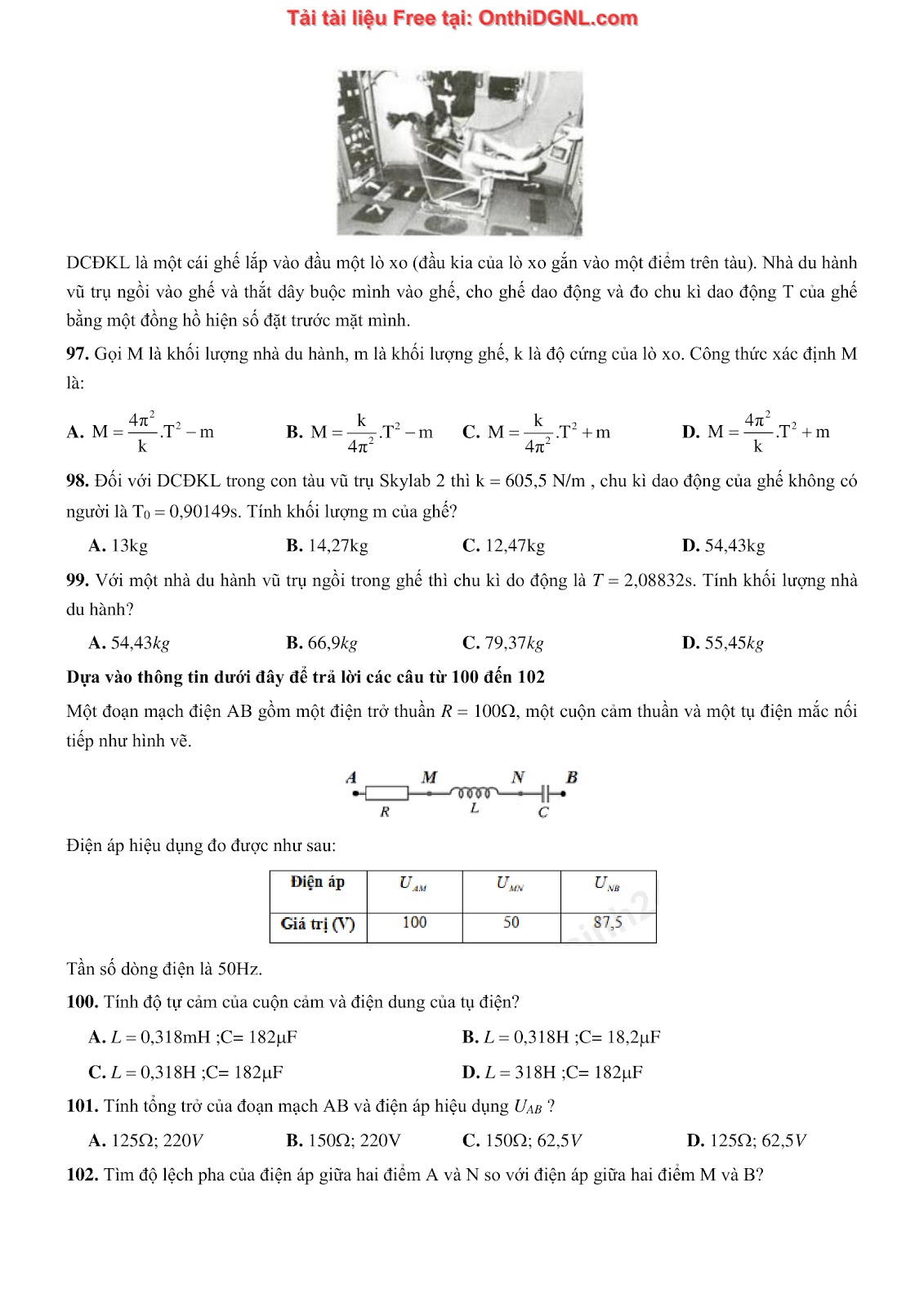 300 bài tập môn Vật Lý - Ôn thi ĐGNL ĐHQG TPHCM Phần 13