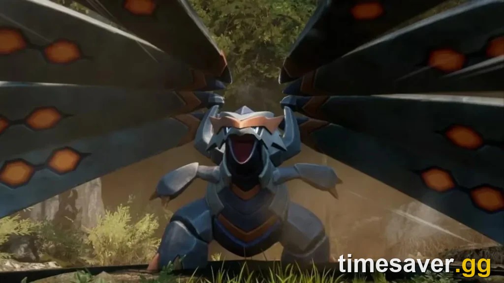Aegidron, the mutation-only Palworld Pal, in a dramatic close-up