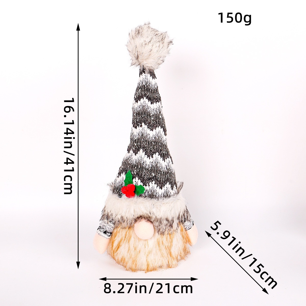 Glowing Christmas Gnome Figure with Sequins