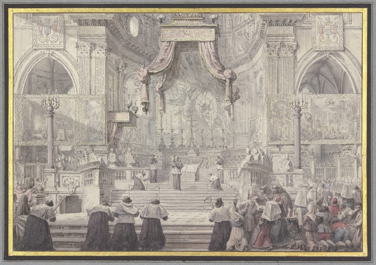 Das Blutwunder des Heiligen Januarius in der Kathedrale von Neapel ca 1780