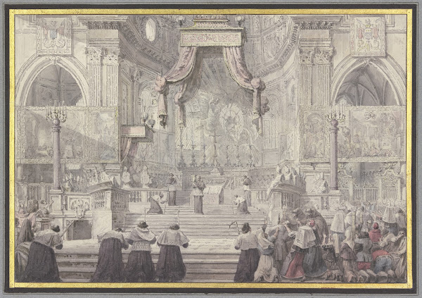 Das Blutwunder des Heiligen Januarius in der Kathedrale von Neapel ca 1780