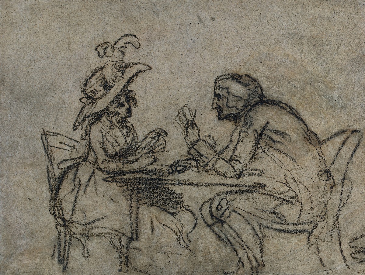 Woman and Man Playing Cards verso 1792