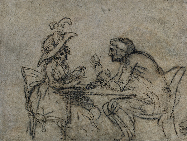 Woman and Man Playing Cards verso 1792