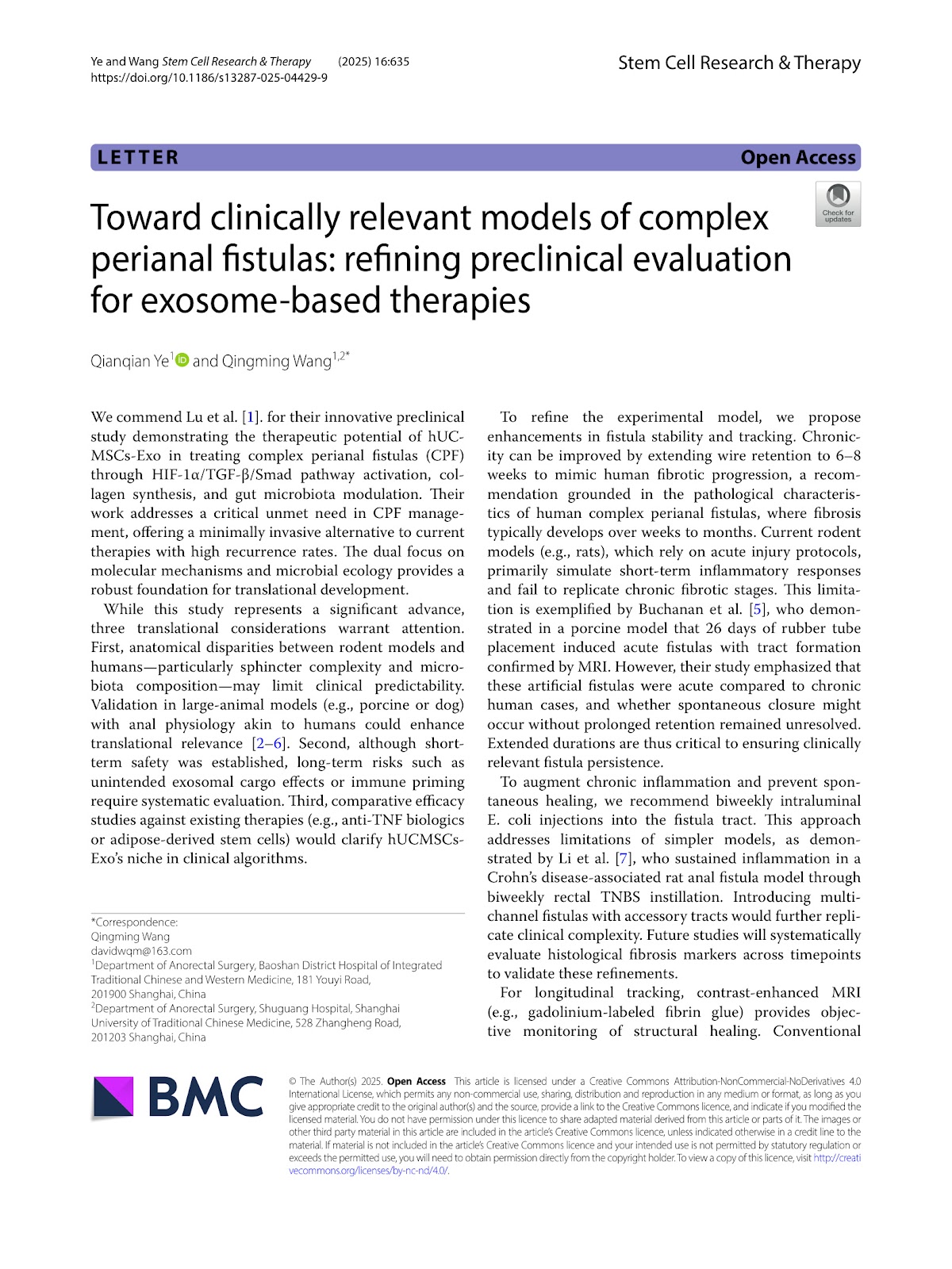 Toward clinically relevant models of complex perianal fistulas: refining preclinical evaluation for exosome-based therapies