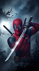 Deadpool Katana Pose Comic Art Dark Moody Superhero Illustration