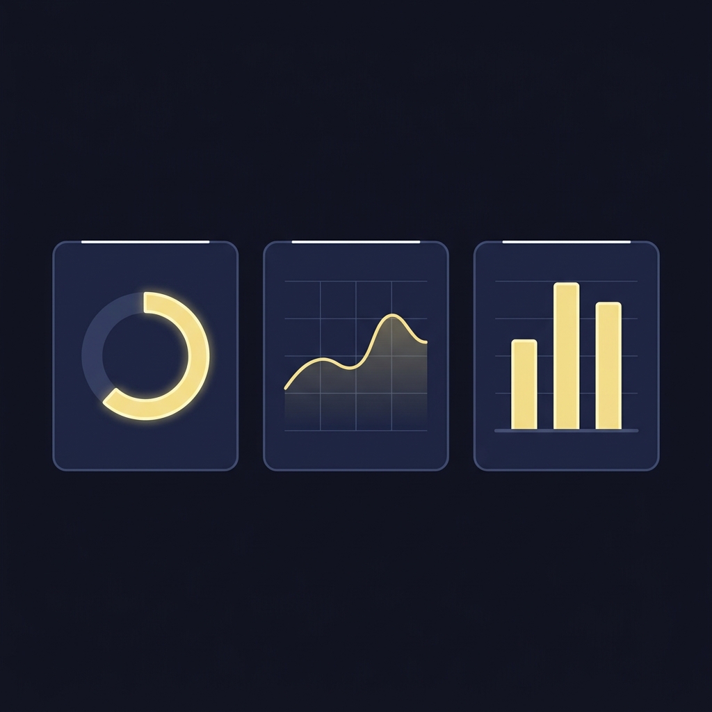 Minimal 2D vector dashboard showing win rate donut max drawdown line and adherence rate bars Why Simulated Trading Still Requires Healthy Boundaries