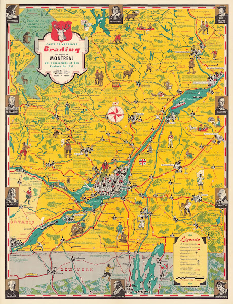 Carte Des Vacances Des Regions De Montreal 1948