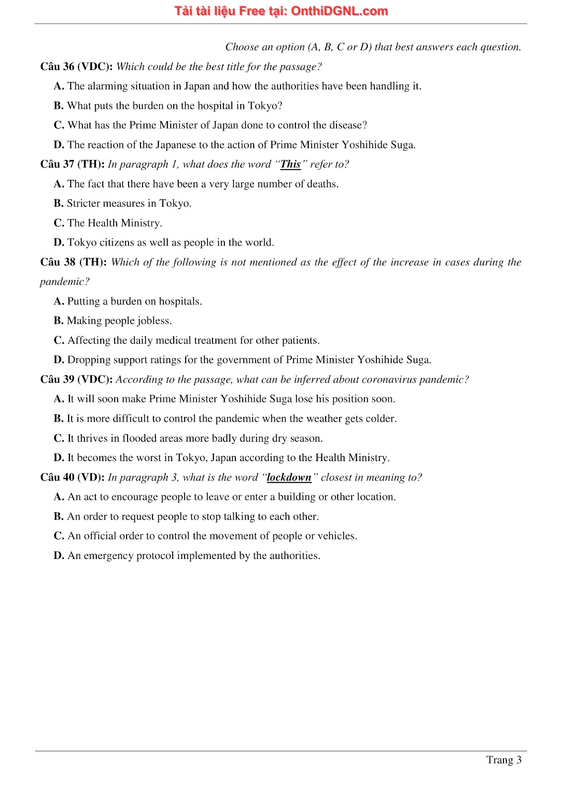 800 bài tập môn Tiếng Anh - Ôn thi ĐGNL ĐHQG TP HCM Phần 5