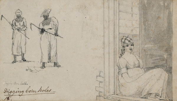Digging corn holes La Duchesse woman seated in window 1808 1816