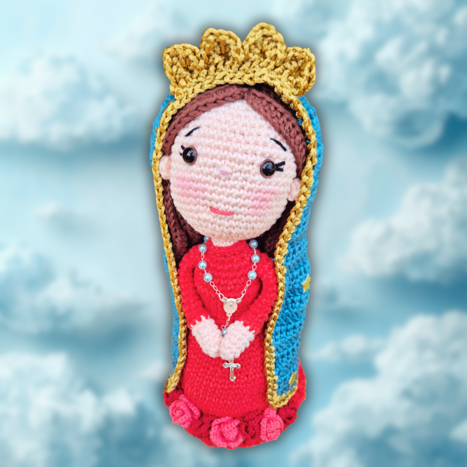 Santinha Nossa Senhora de Guadalupe em Crochê
