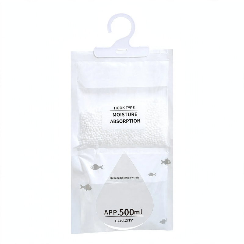 Hanging dehumidifying bag for closets