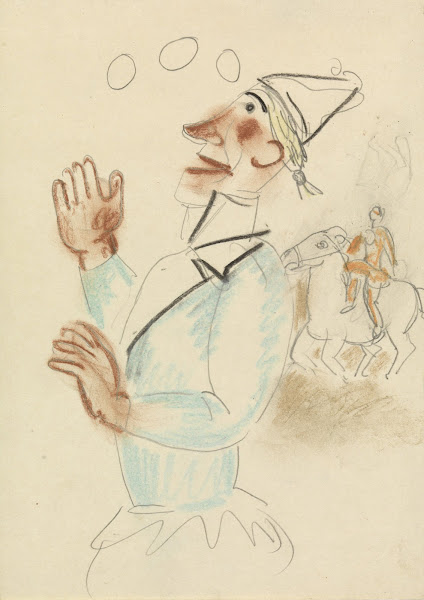 Clown en ruiter te paard 20th century