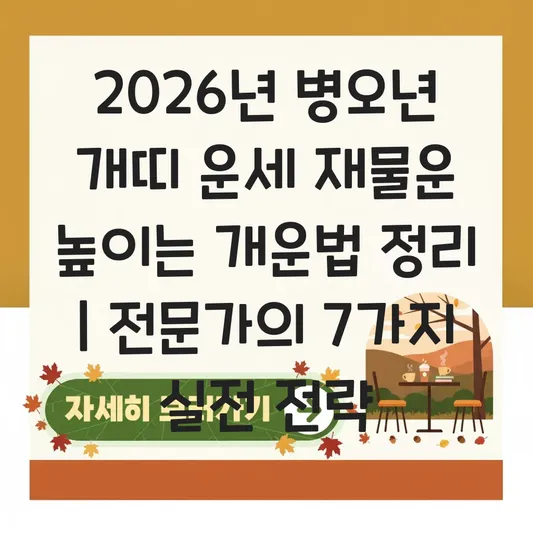 2026년 병오년 개띠 운세 재물운 높이는 개운법 정리 대표 이미지