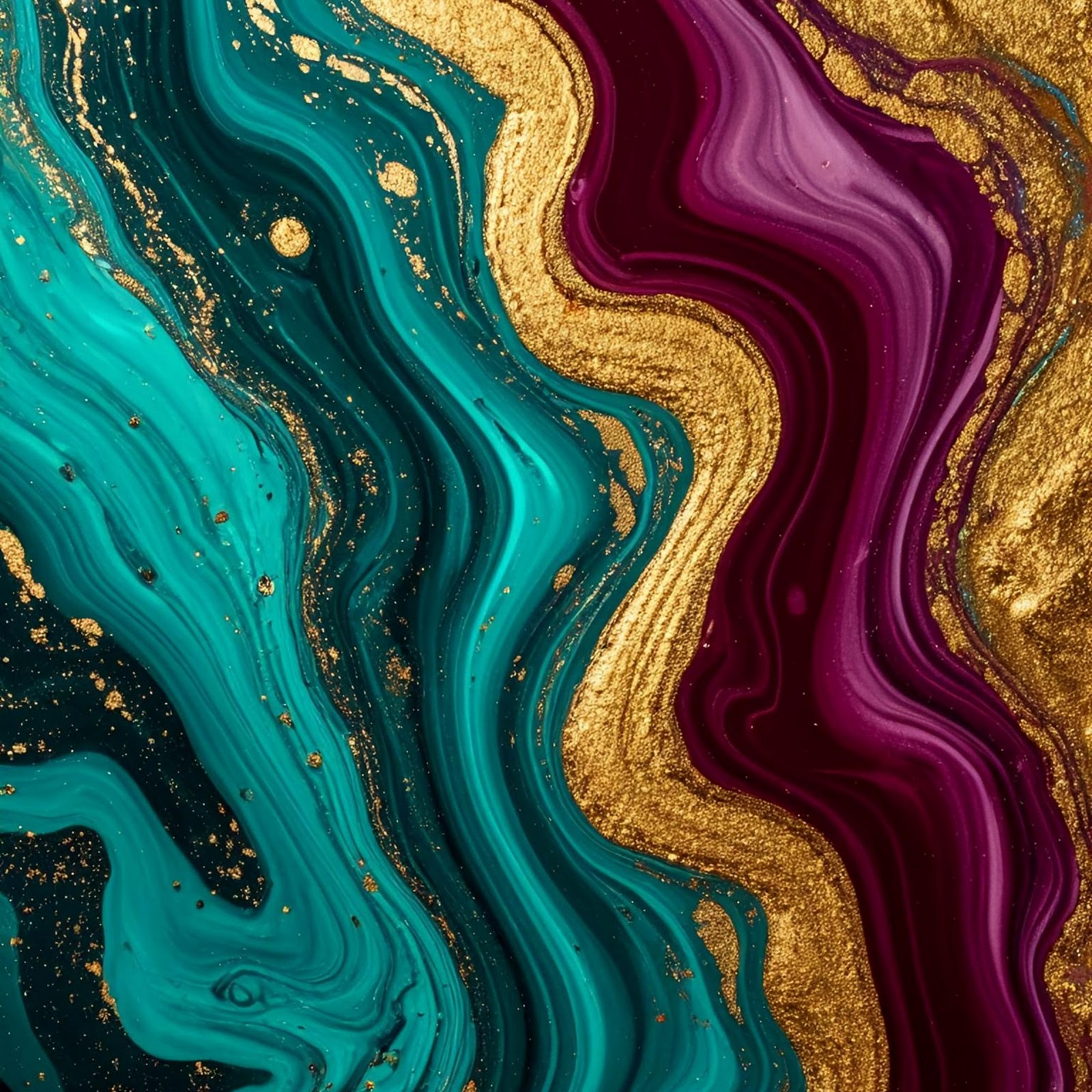 Download Abstract Teal And Gold Marble 2K iPhone