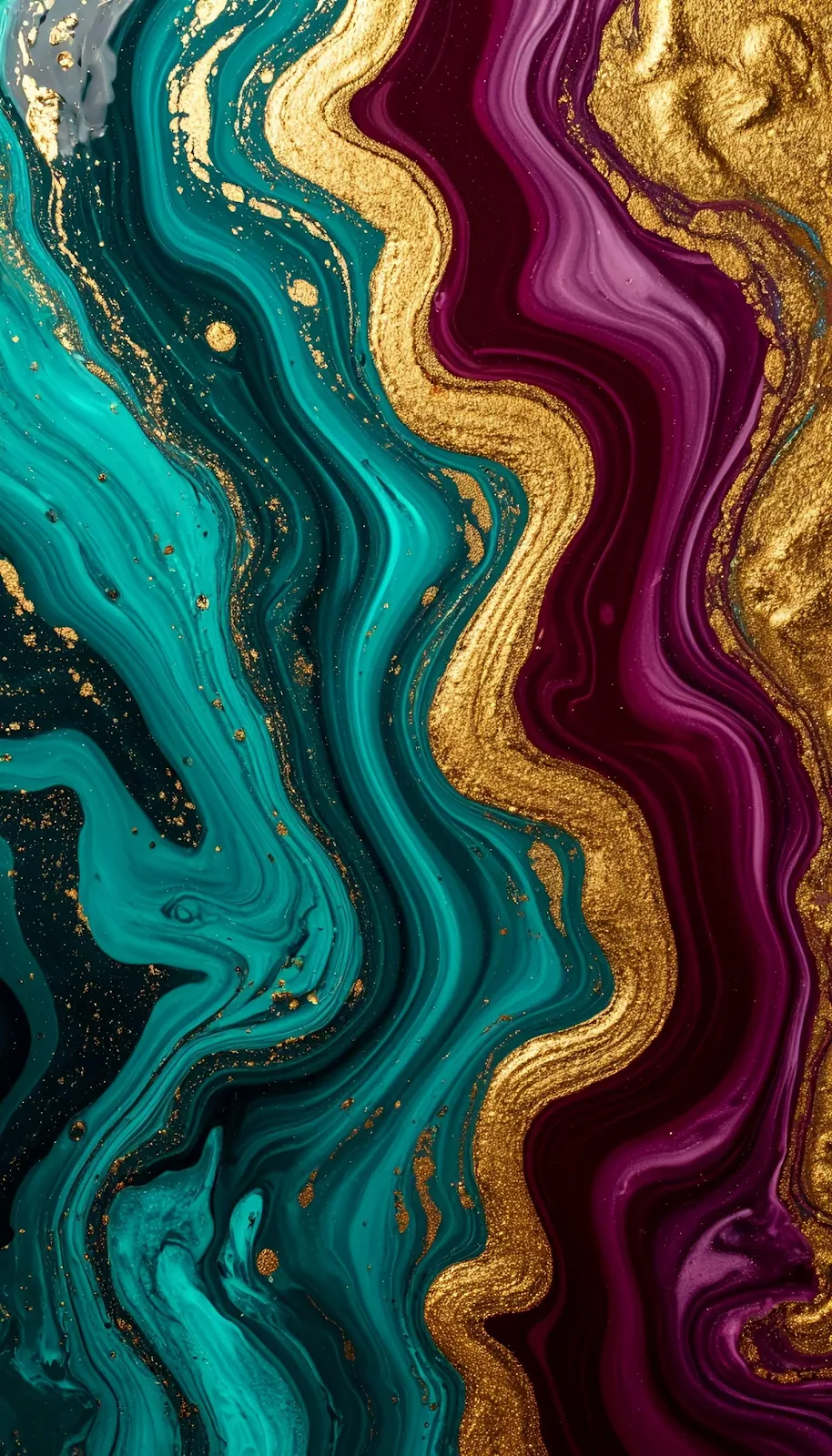 Abstract Teal And Gold Marble - Fluid Abstract Art 2K iPhone Wallpaper (1536x2688)