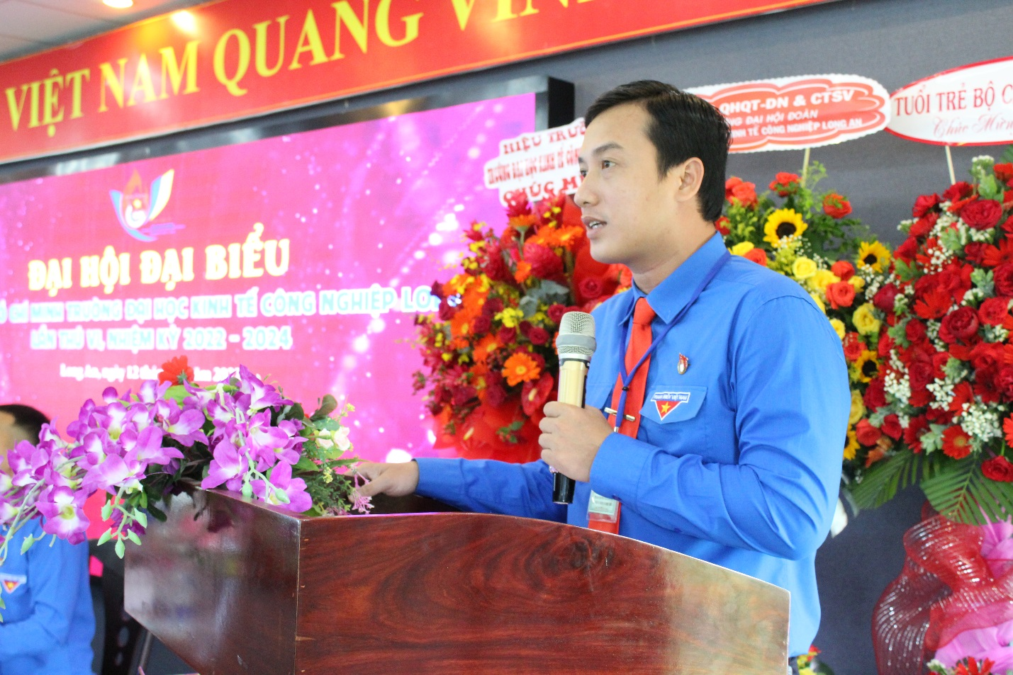 Đ/c Trần Hải Phú – Phó Bí thư phụ trách Tỉnh Đoàn Long An phát biểu chỉ đạo tại Đại hội