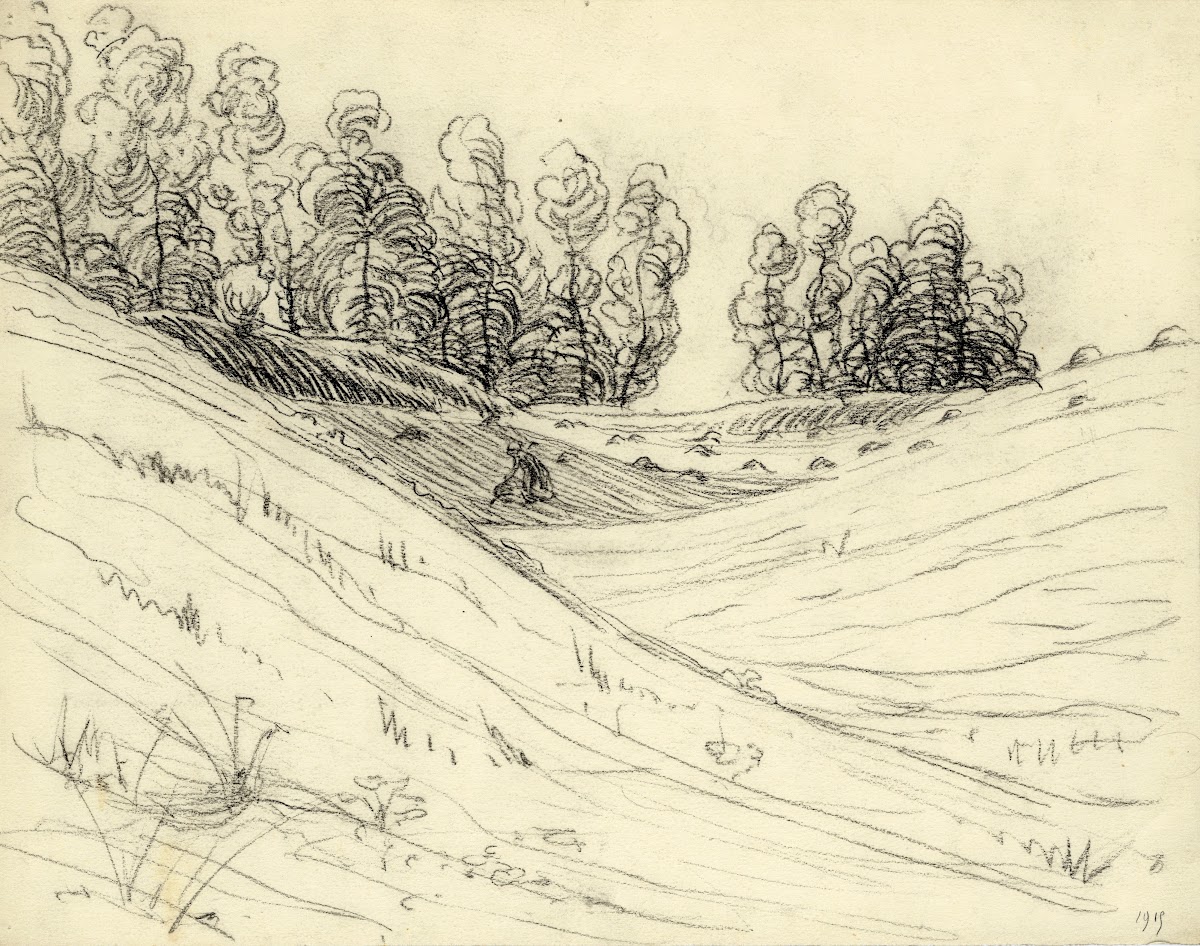 Landschappen in houtskool 1915