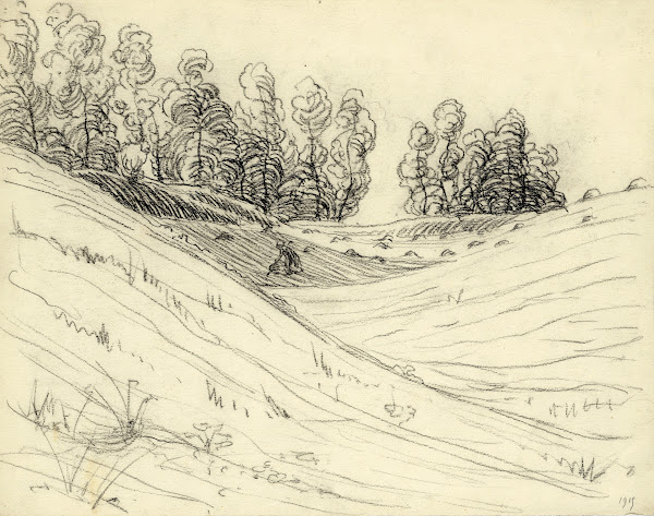 Landschappen in houtskool 1915