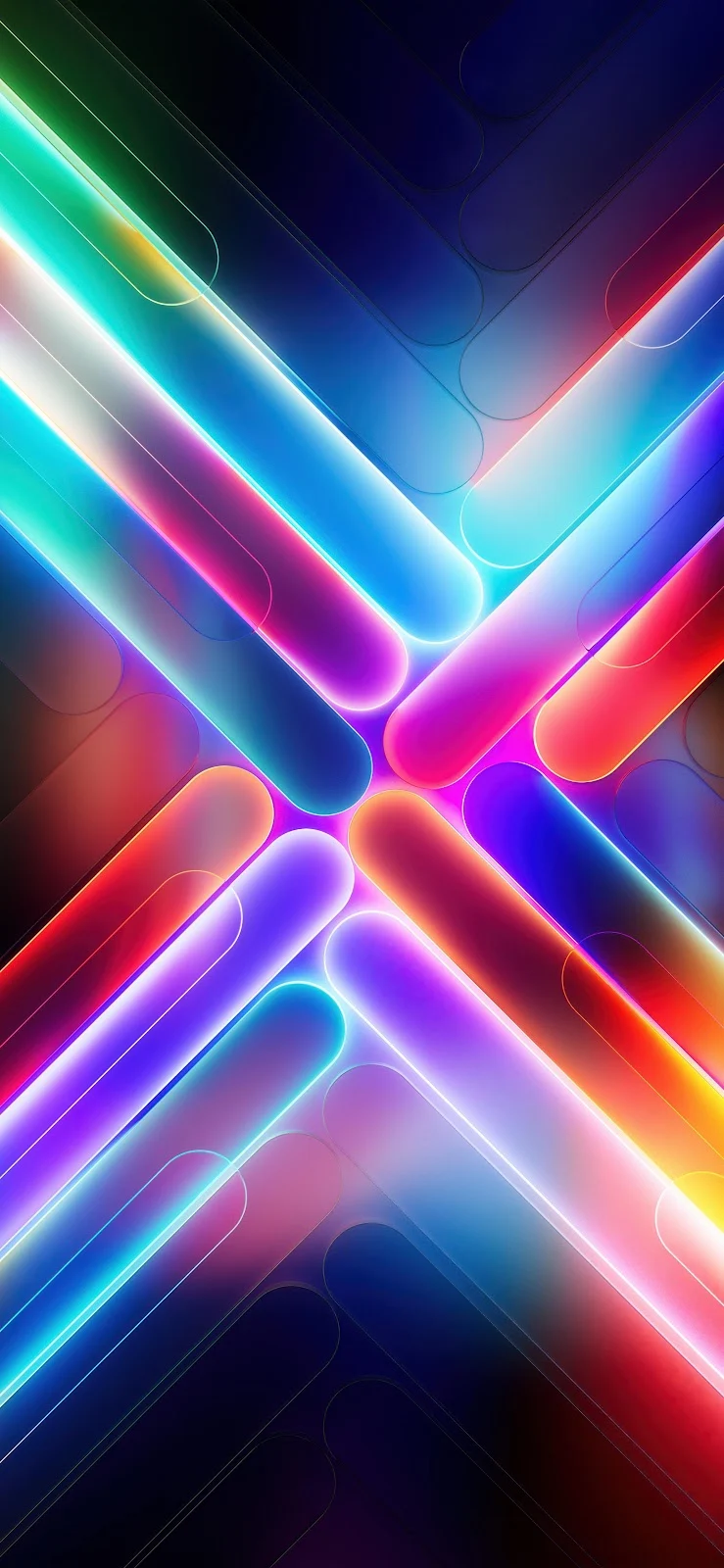 Colorful Glowing Neon Tubes - Abstract Digital Art 4K iPhone Wallpaper (2363x5119)