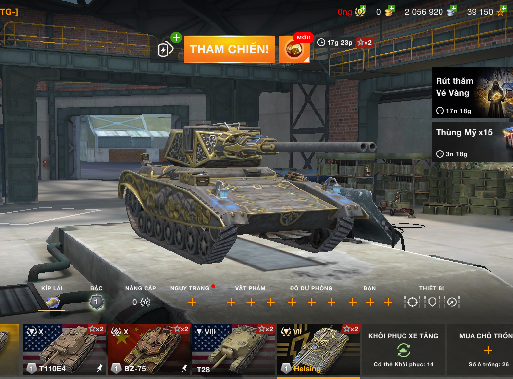 Bán acc World of Tank Blitz 5 xe cấp 10 và 2 triệu bạc, 5 t...